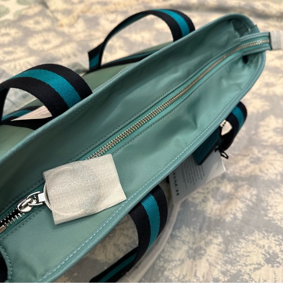 NWT Coach Ellis Tote in blue/green with silver hardware - Picture 6 of 10
